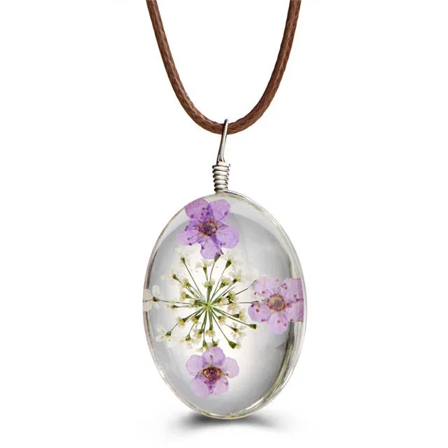 Dried Flower Pendant Necklaces