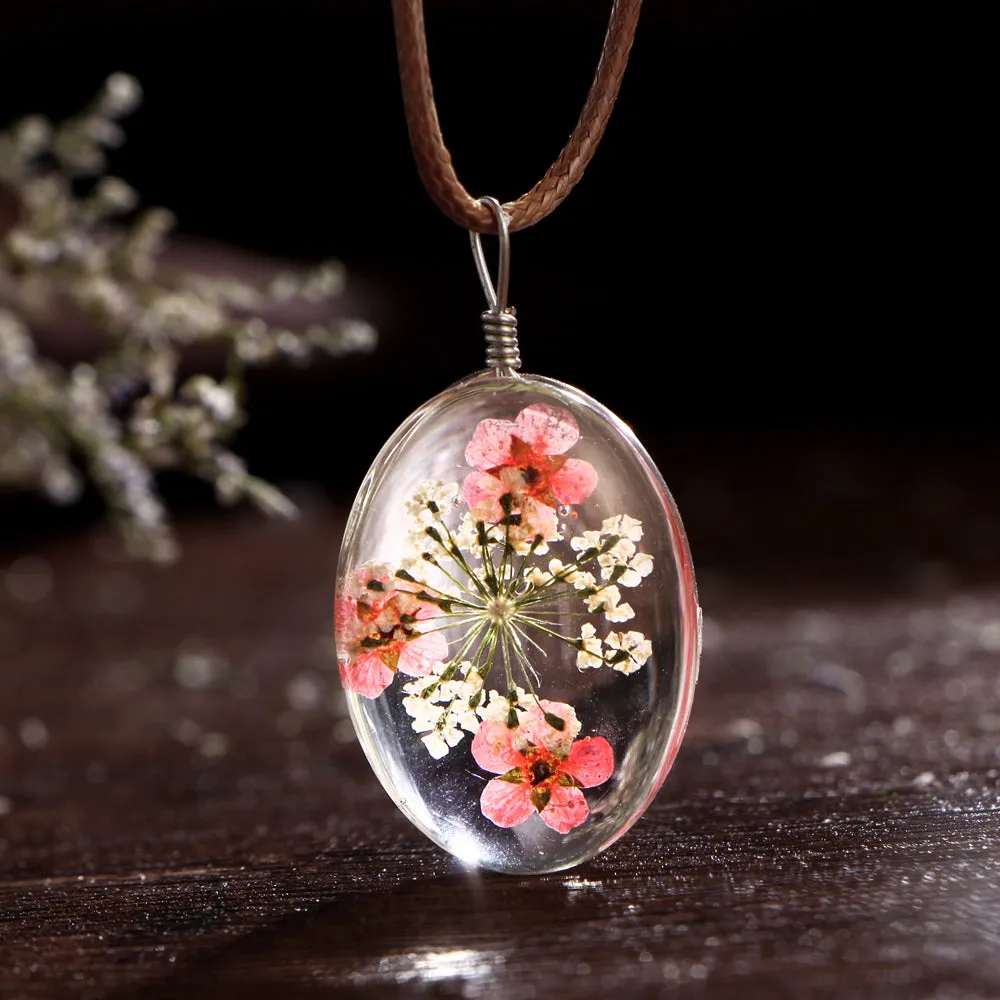 Dried Flower Pendant Necklaces