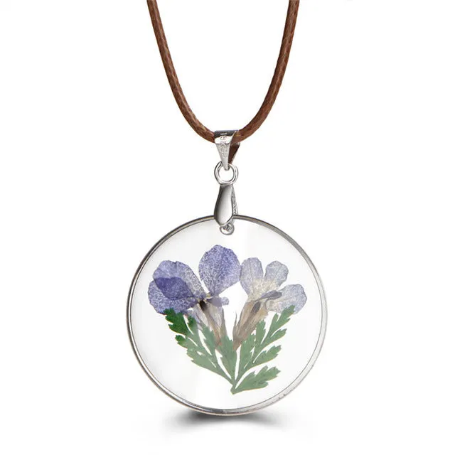 Dried Flower Pendant Necklaces