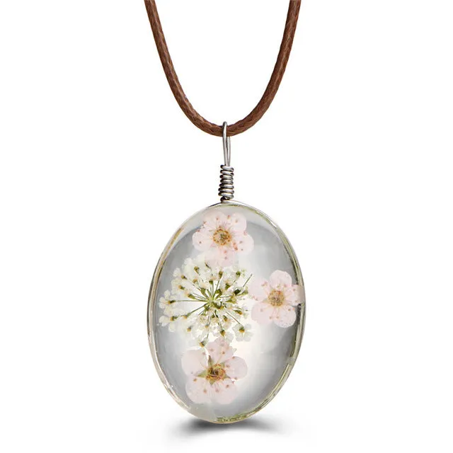 Dried Flower Pendant Necklaces