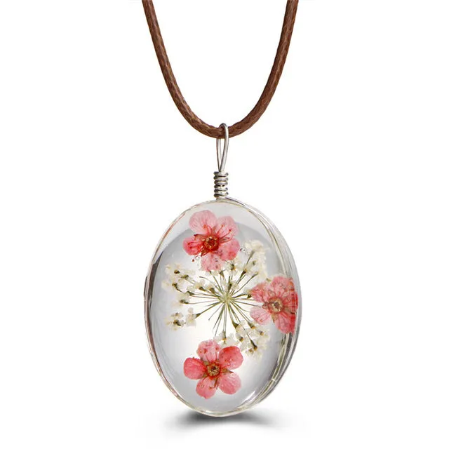 Dried Flower Pendant Necklaces