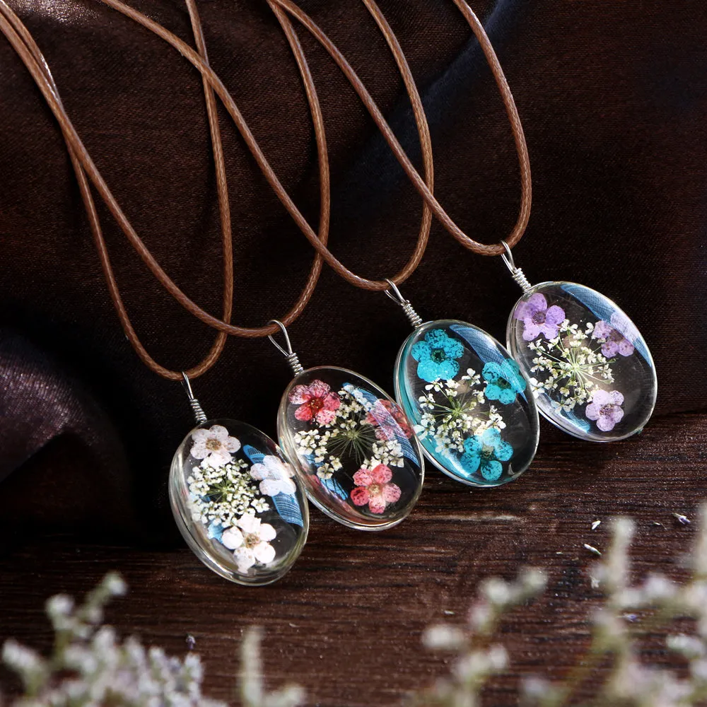 Dried Flower Pendant Necklaces