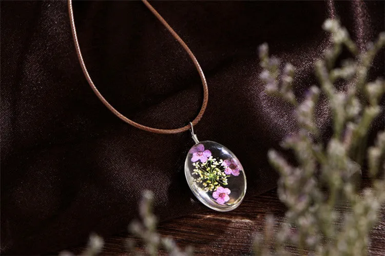 Dried Flower Pendant Necklaces