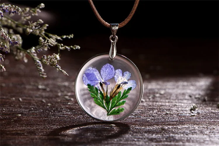 Dried Flower Pendant Necklaces