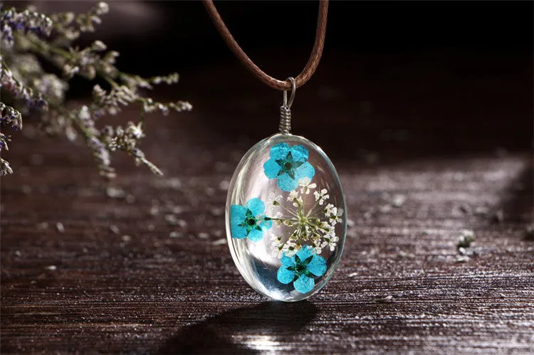 Dried Flower Pendant Necklaces