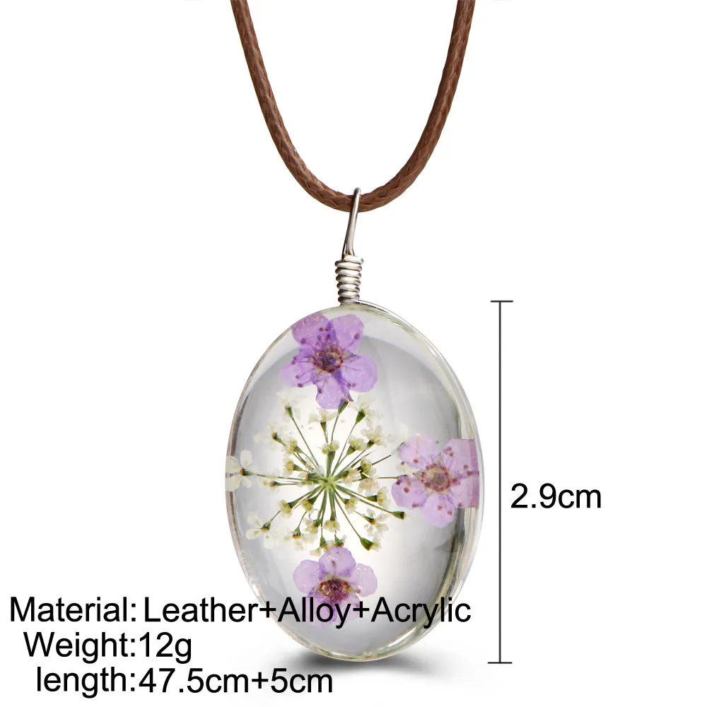 Dried Flower Pendant Necklaces