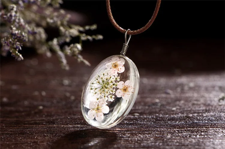 Dried Flower Pendant Necklaces