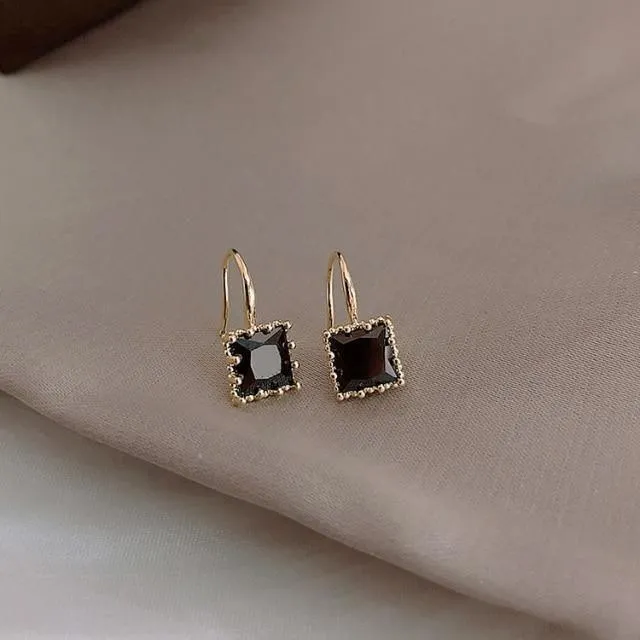 Earrings Charm Jewelry Gem Square Classic Pattern #DM20X07