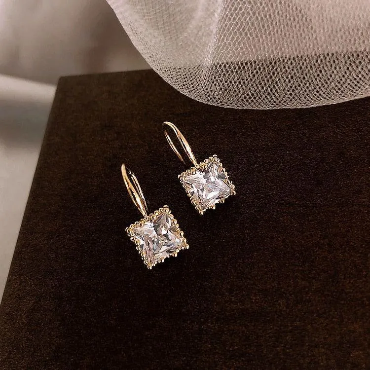 Earrings Charm Jewelry Gem Square Classic Pattern #DM20X07