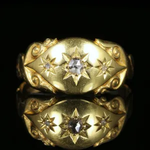 Edwardian Rose Cut Diamond Gypsy Ring Dated 1907 18Ct Gold