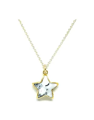 Electroform Gemstone Star Necklace: Dendrite Opal Gold Fill (NCG7STRDO)