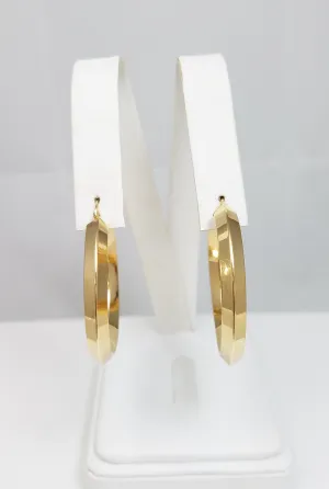 Fashionable 14k Yellow Gold Hollow Hoop Earrings