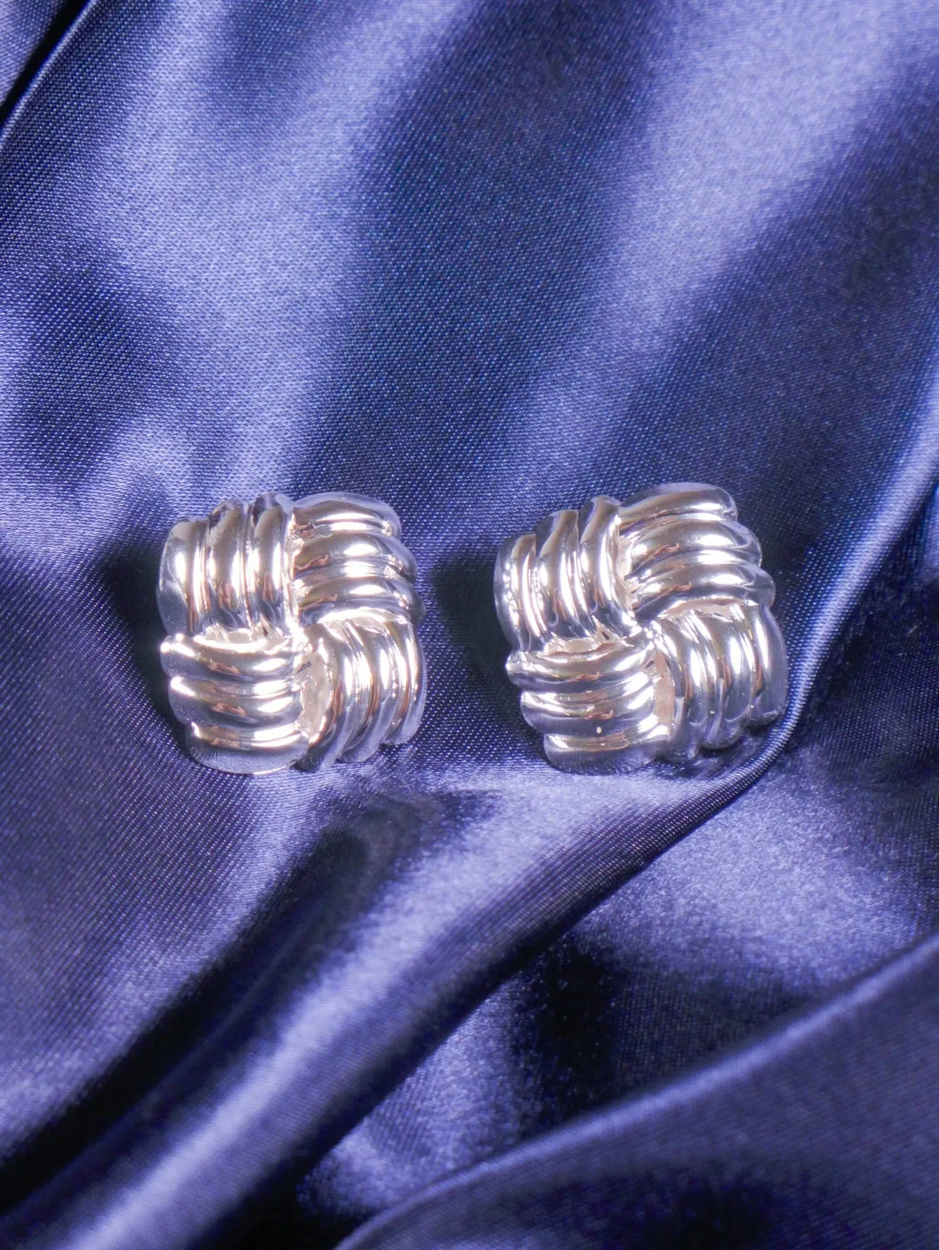 Fashionable & Punk Style Twisted Square & Cross Button Earrings