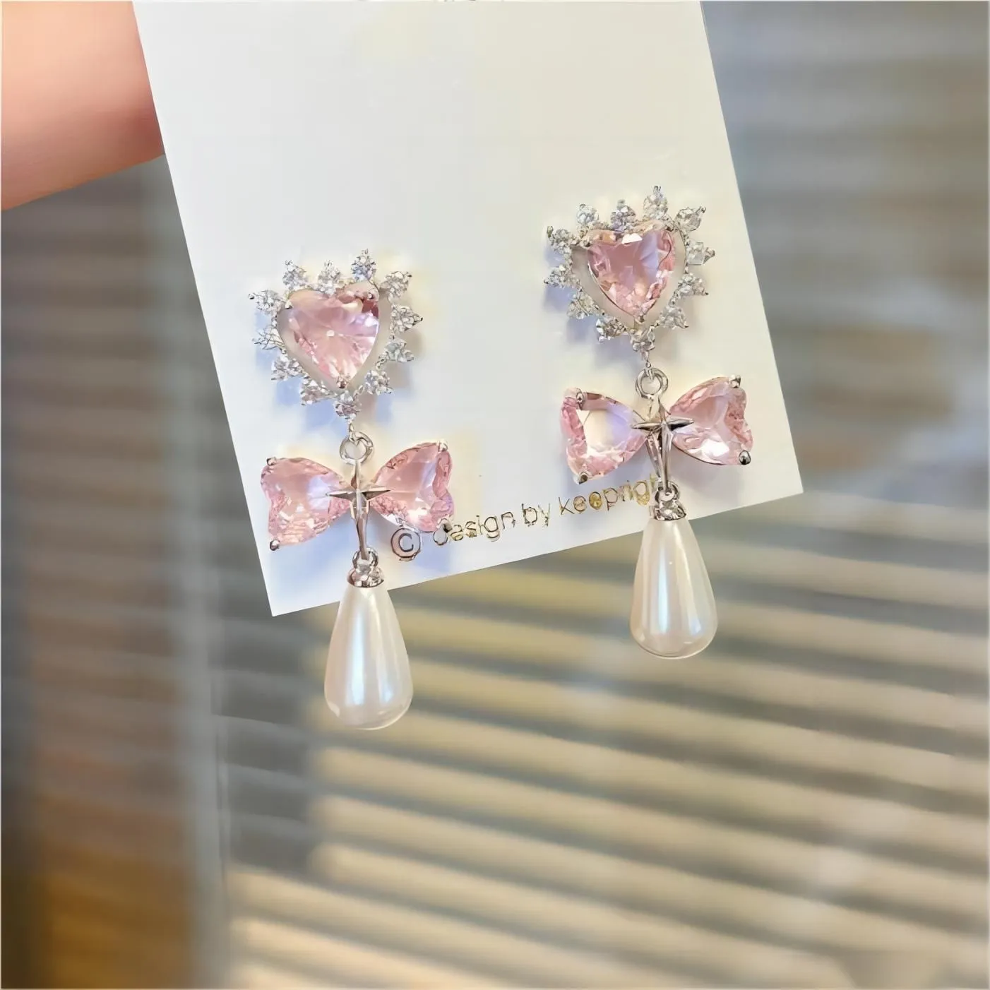 Fashionable Bowknot Heart Dangle Earrings