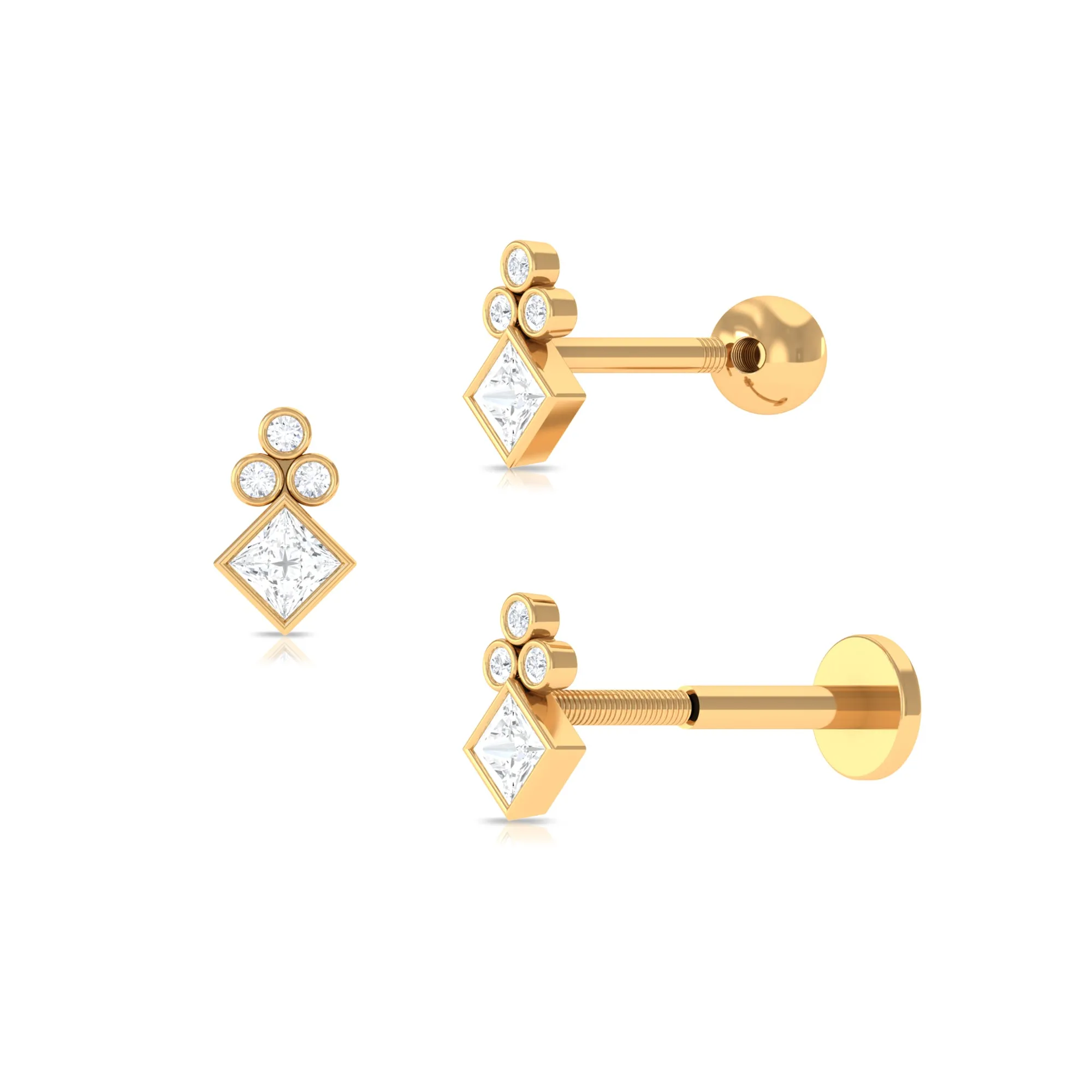 Fashionable Diamond Cluster Dainty Helix Earring