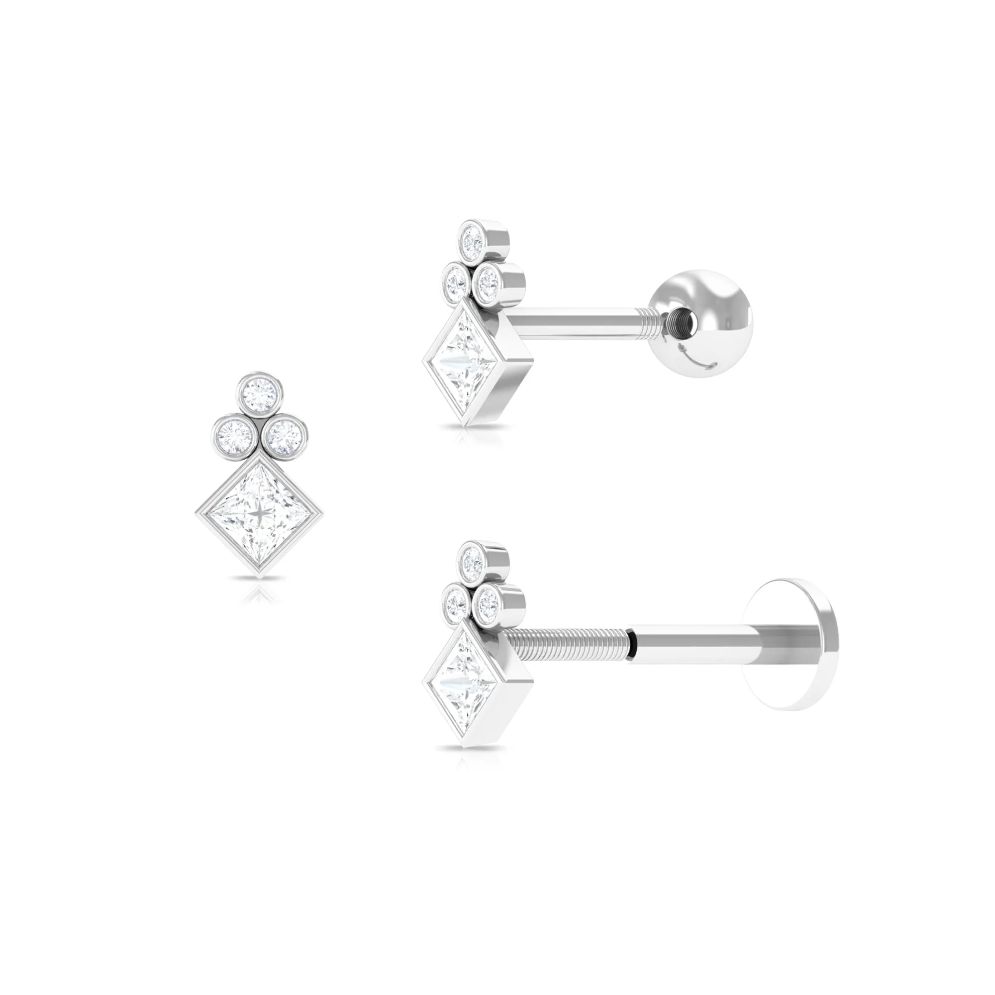 Fashionable Diamond Cluster Dainty Helix Earring