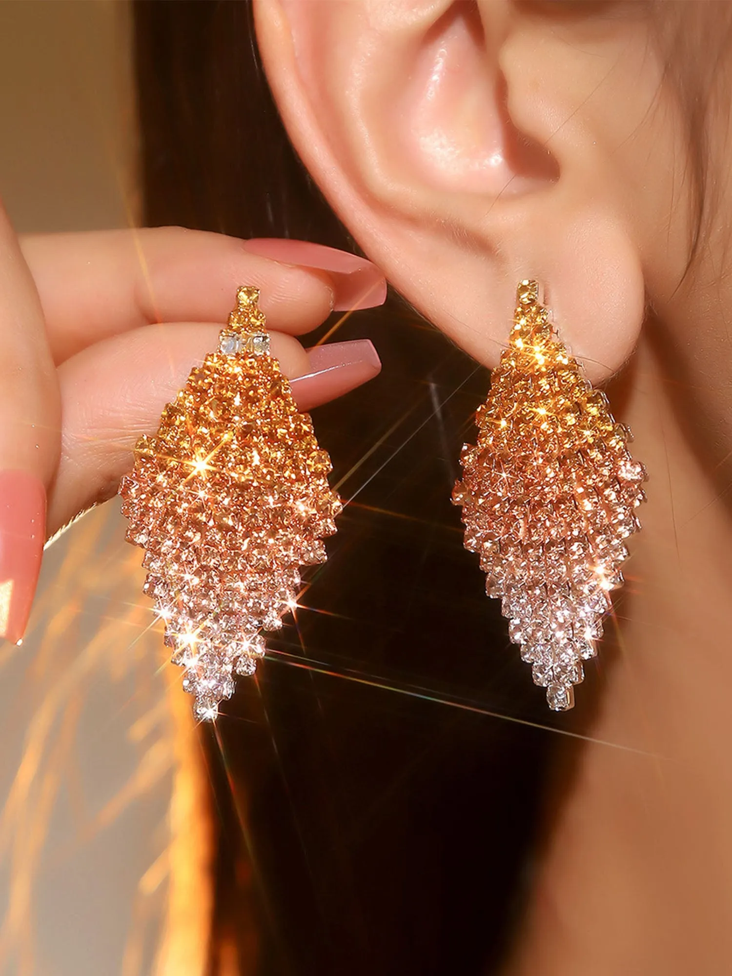 Fashionable Geometric Diamond Earrings