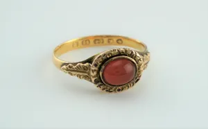 Fine Antique 22ct Yellow Gold & Carnelian Engraved Ring - 1862