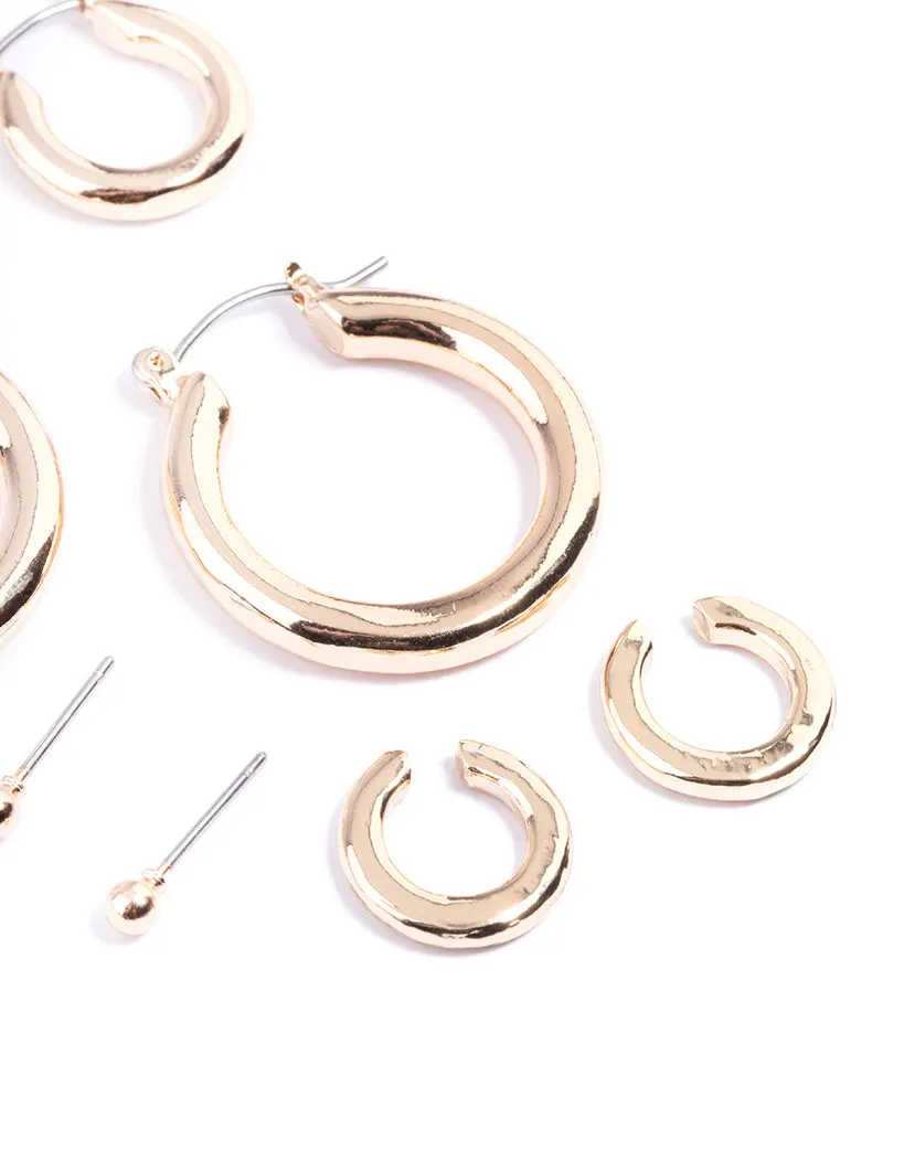 Gold Core Chunky Mix Earrings 4-Pack