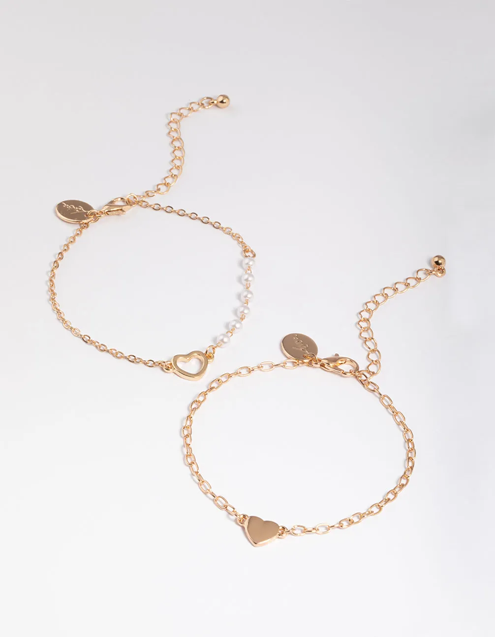 Gold Open Heart & Pearl Bracelet Pack