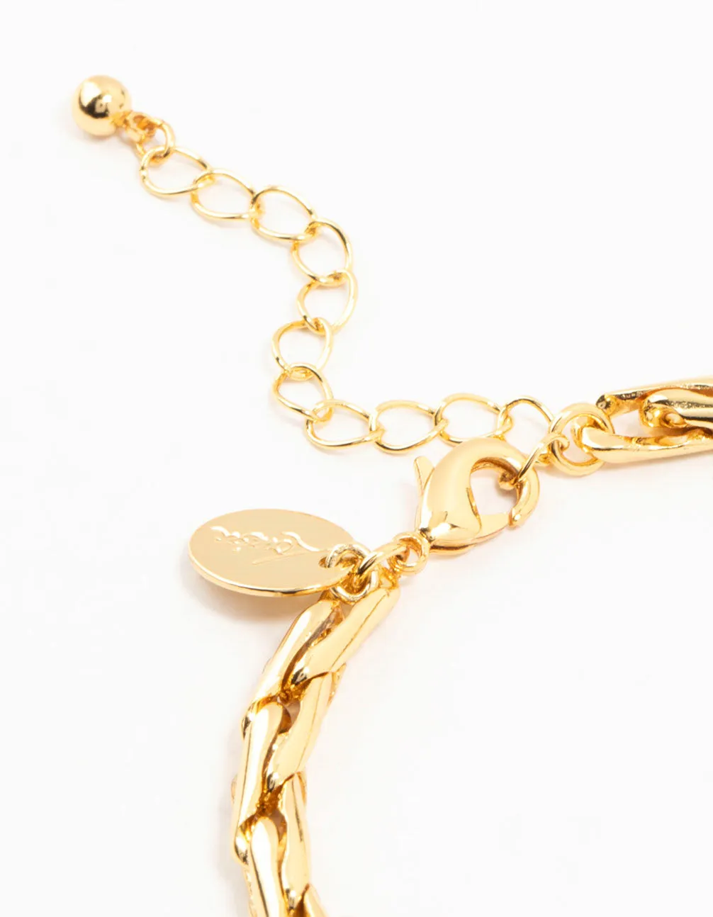 Gold Plated Cylinder Long Link Bracelet