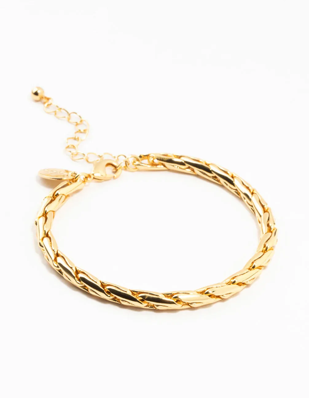 Gold Plated Cylinder Long Link Bracelet