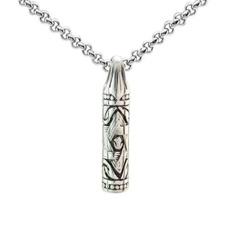 Gold Silver Tone 316L Stainless Steel Jewish Star of David Hexagram Cylinder Pendant Necklace SS Chain