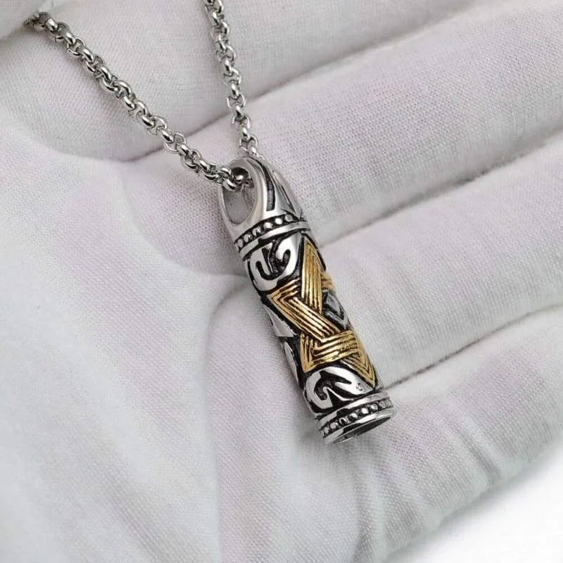 Gold Silver Tone 316L Stainless Steel Jewish Star of David Hexagram Cylinder Pendant Necklace SS Chain