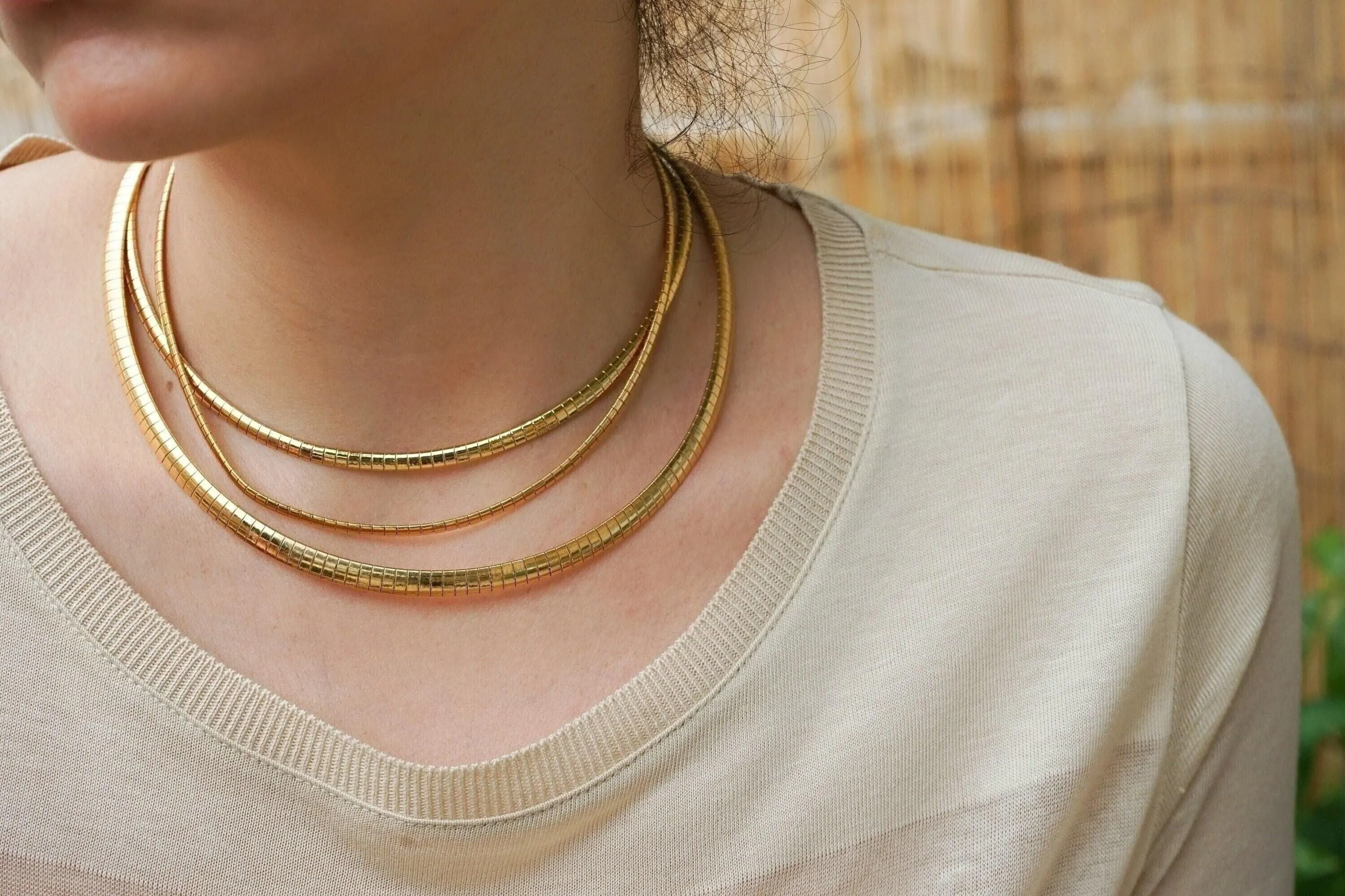 Gold Stainless Steel Flat Snake Chain Choker