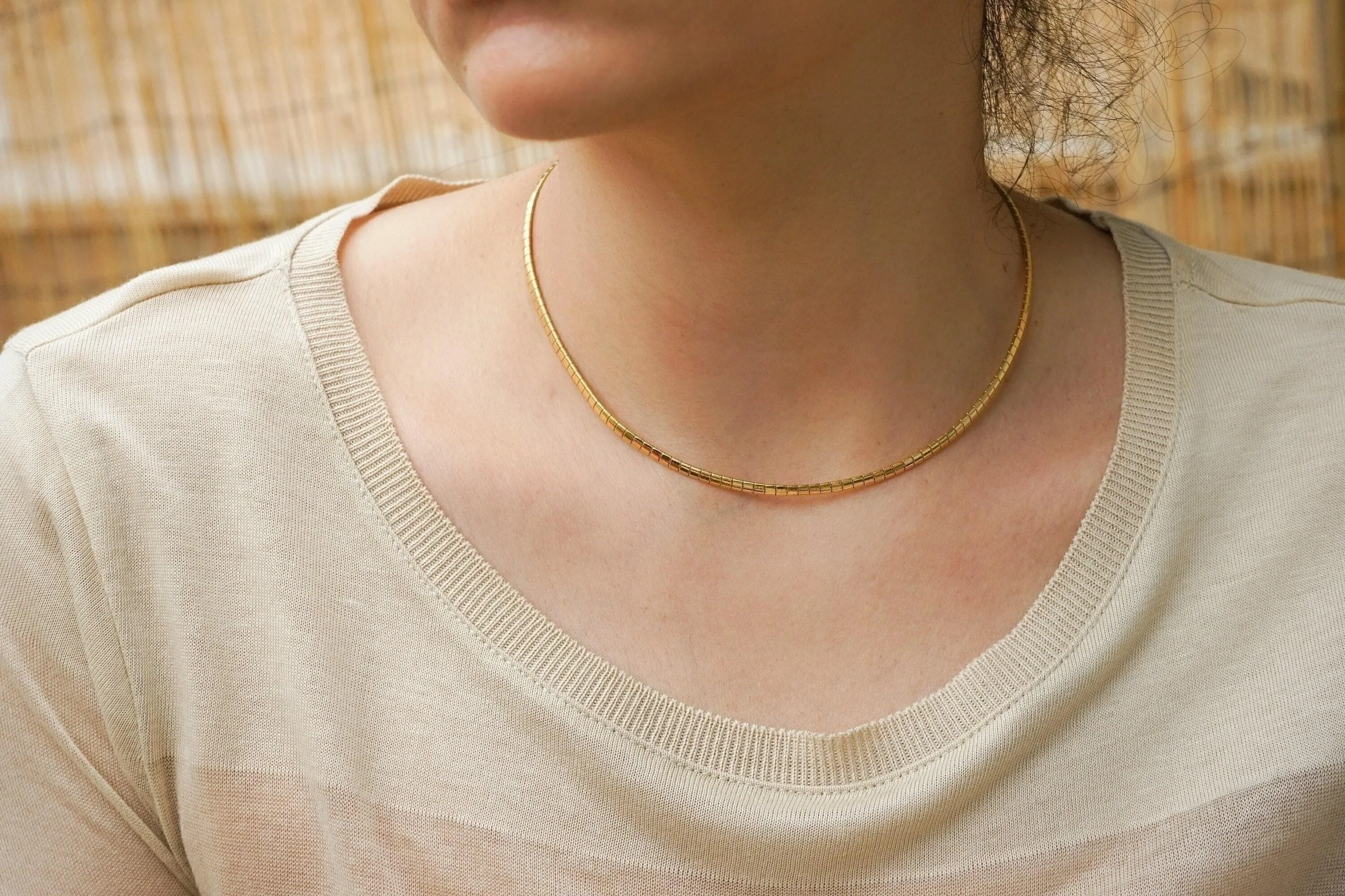 Gold Stainless Steel Flat Snake Chain Choker