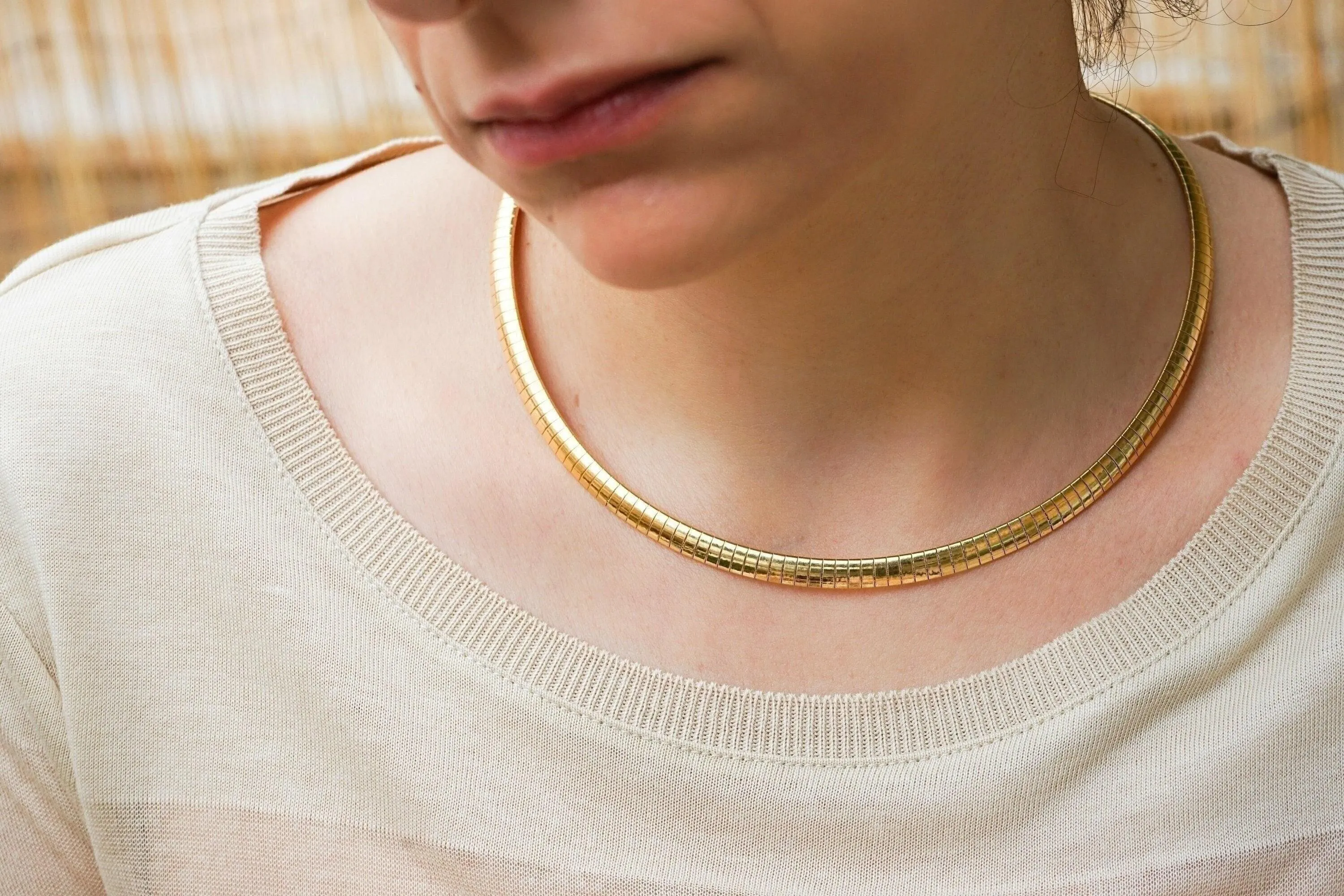 Gold Stainless Steel Flat Snake Chain Choker