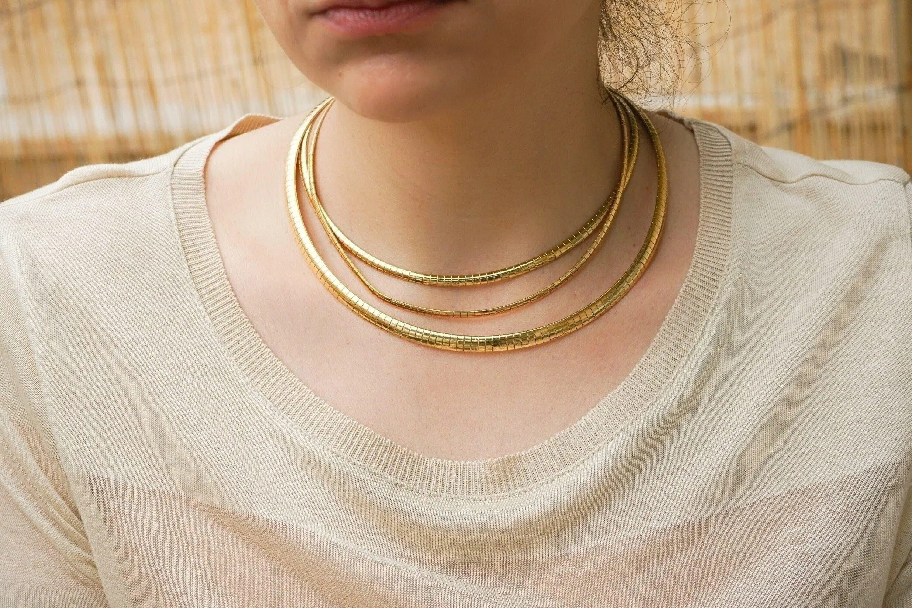 Gold Stainless Steel Flat Snake Chain Choker