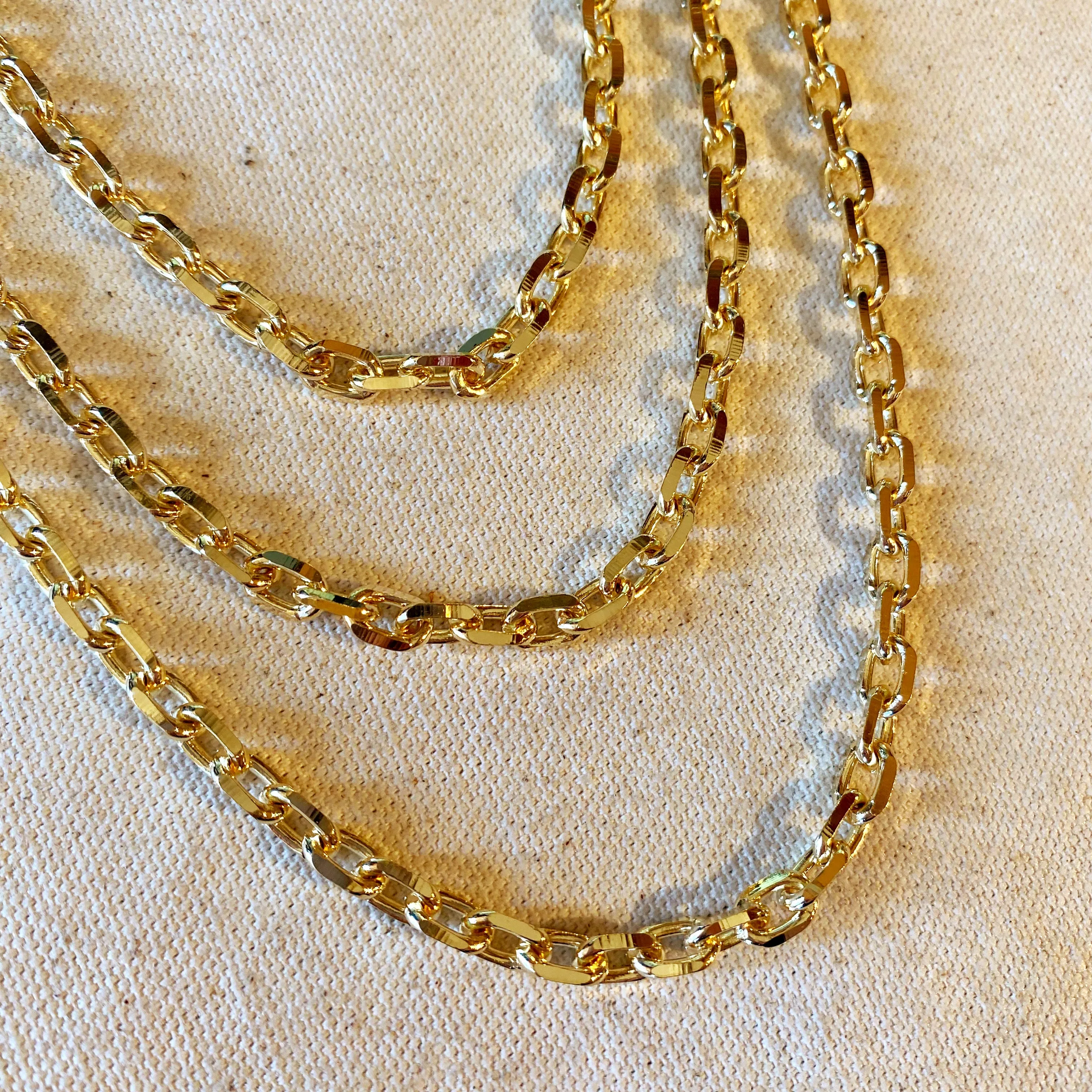 Gorgeous 18k Gold Filled Diamond Cut Anchor Chain Necklace