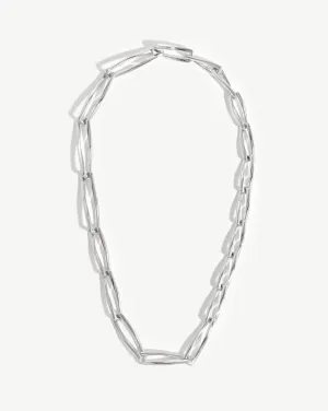 Graduated Chunky Twisted Link Necklace | Silver Plated