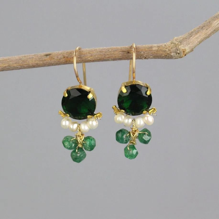 Green Zircon Clover Earrings