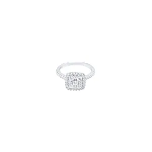 Halo Cushion Shaped Ring with Cubic Zirconia in Sterling Silver