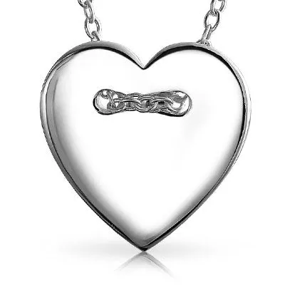 Heart Shape Slide Pendant Alphabet Initial Sterling Silver Necklace