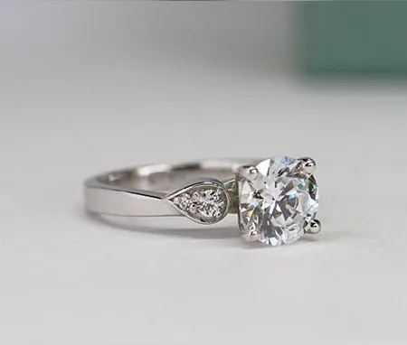 Hibiscus - Round Moissanite Engagement Ring