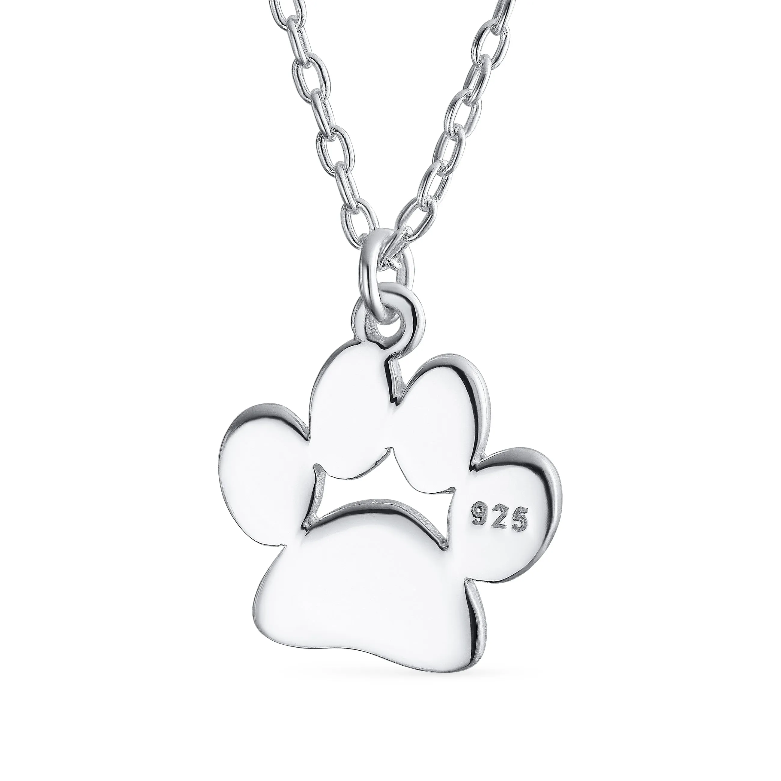 Initial Alphabet A-Z Paw Print Pendant Necklace for Pets in Rose & Yellow Gold Plated Silver