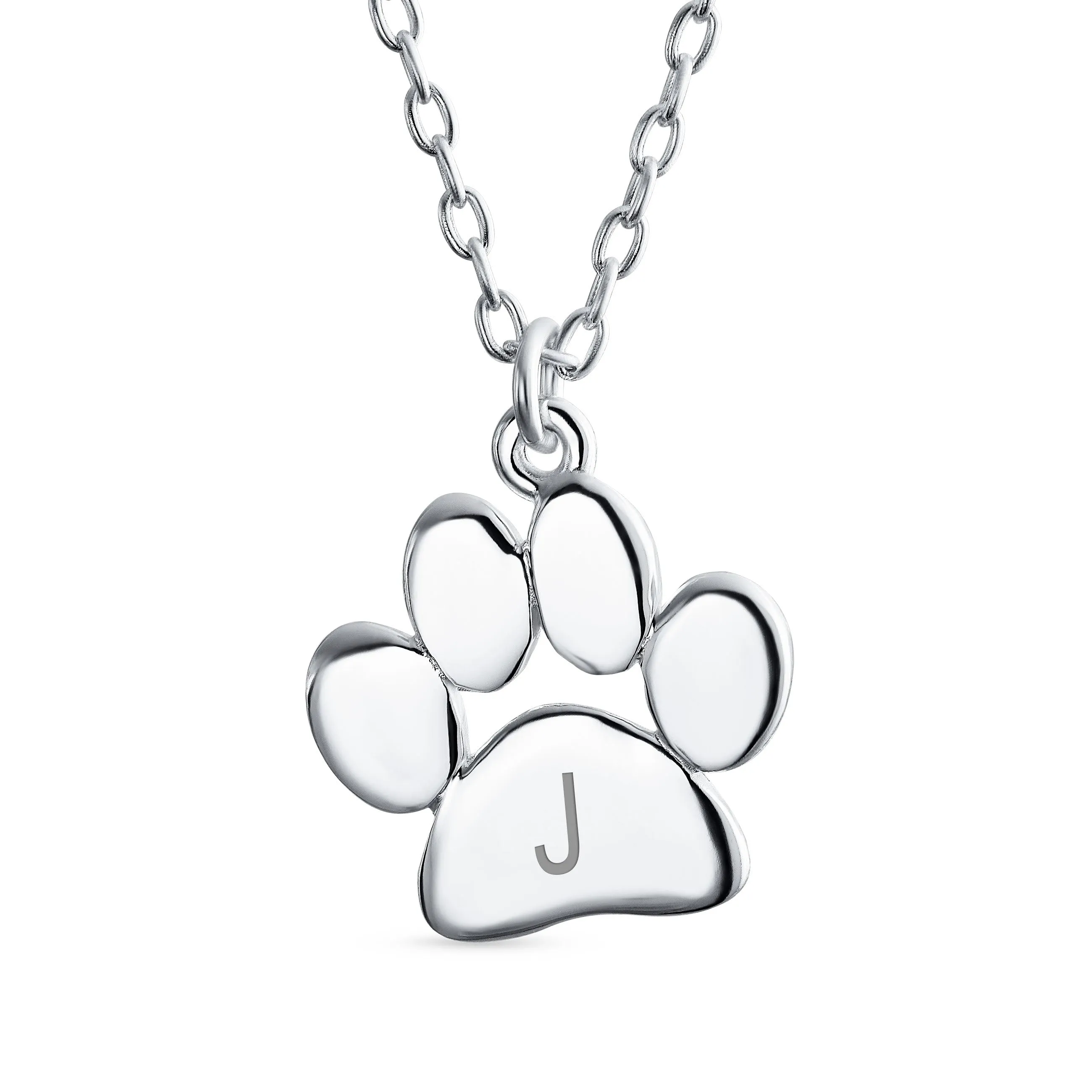 Initial Alphabet A-Z Paw Print Pendant Necklace for Pets in Rose & Yellow Gold Plated Silver