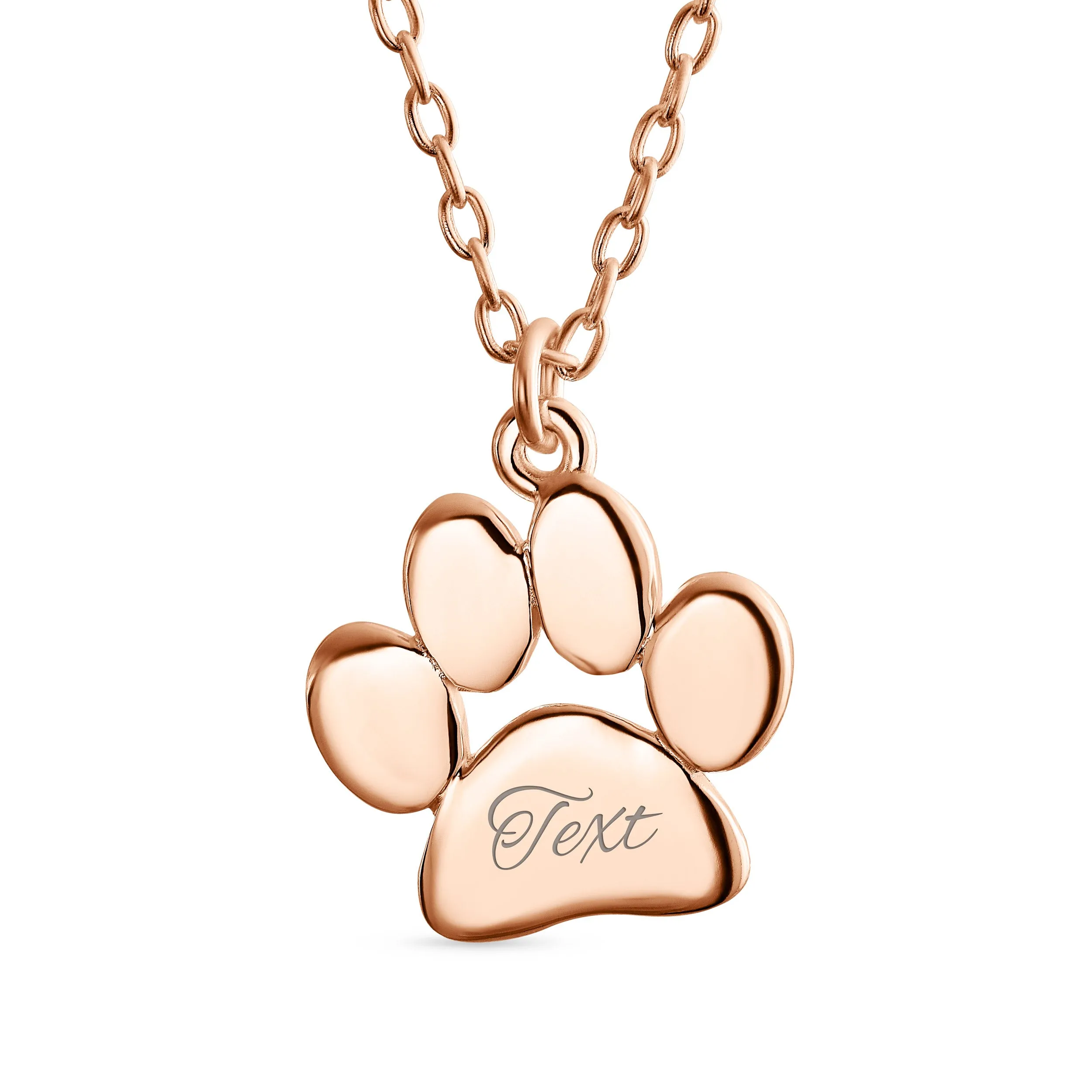 Initial Alphabet A-Z Paw Print Pendant Necklace for Pets in Rose & Yellow Gold Plated Silver