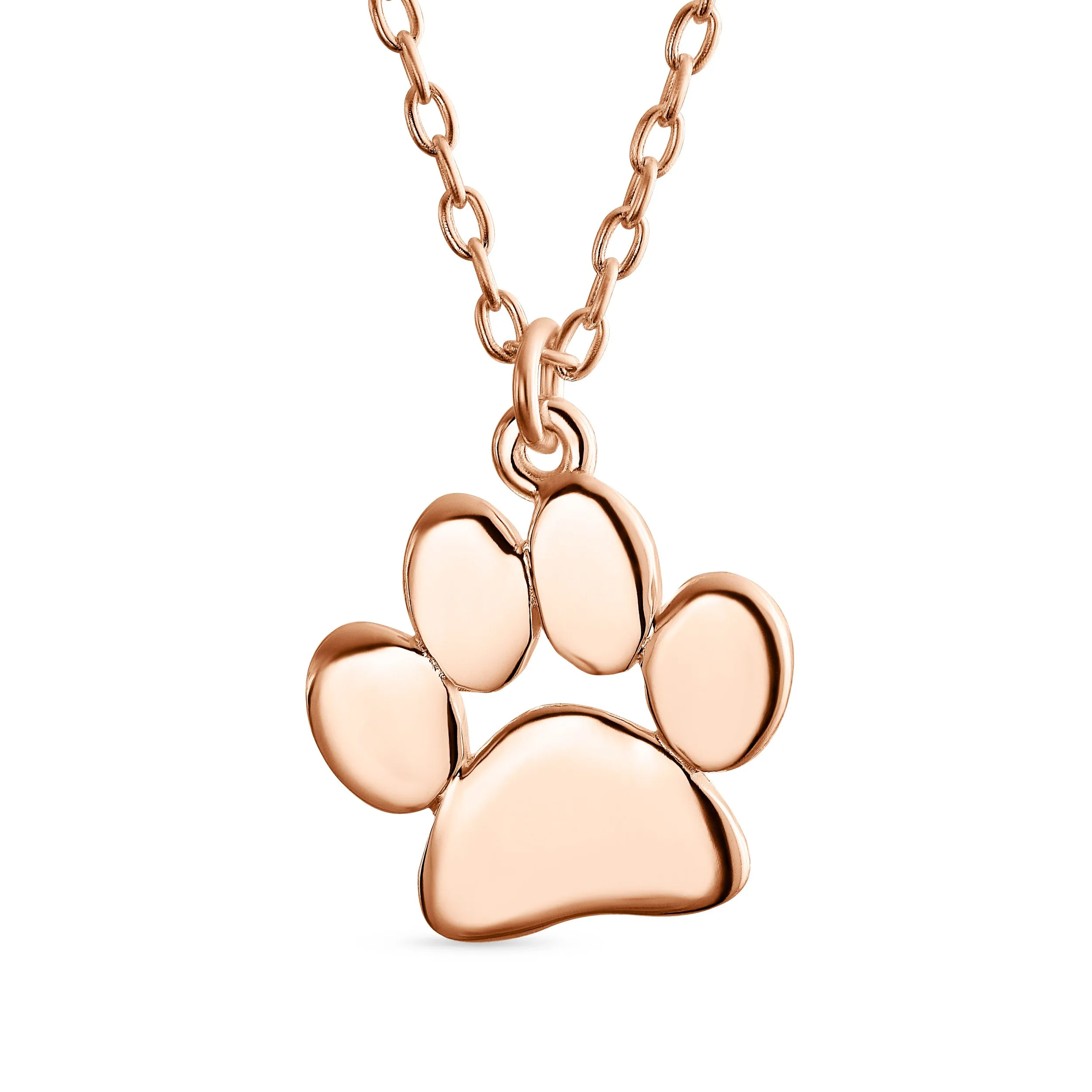 Initial Alphabet A-Z Paw Print Pendant Necklace for Pets in Rose & Yellow Gold Plated Silver