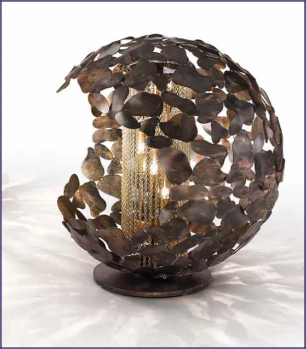 Italian steel globe table lamp in two colours