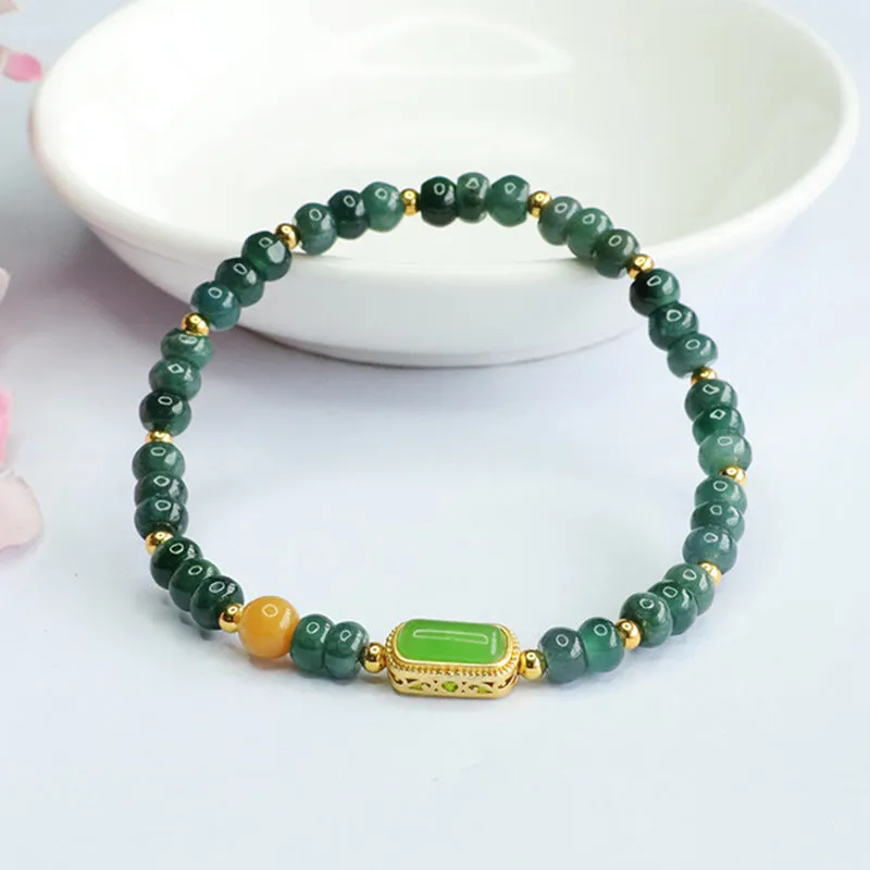 Jade Abacus Bracelet with Blue and Green Beads