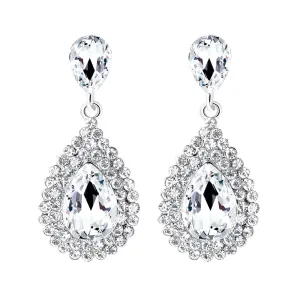 Kairangi Crystal Earrings for Women Silver-Plated White Crystal Tear Drop Earrings For Women and Girls