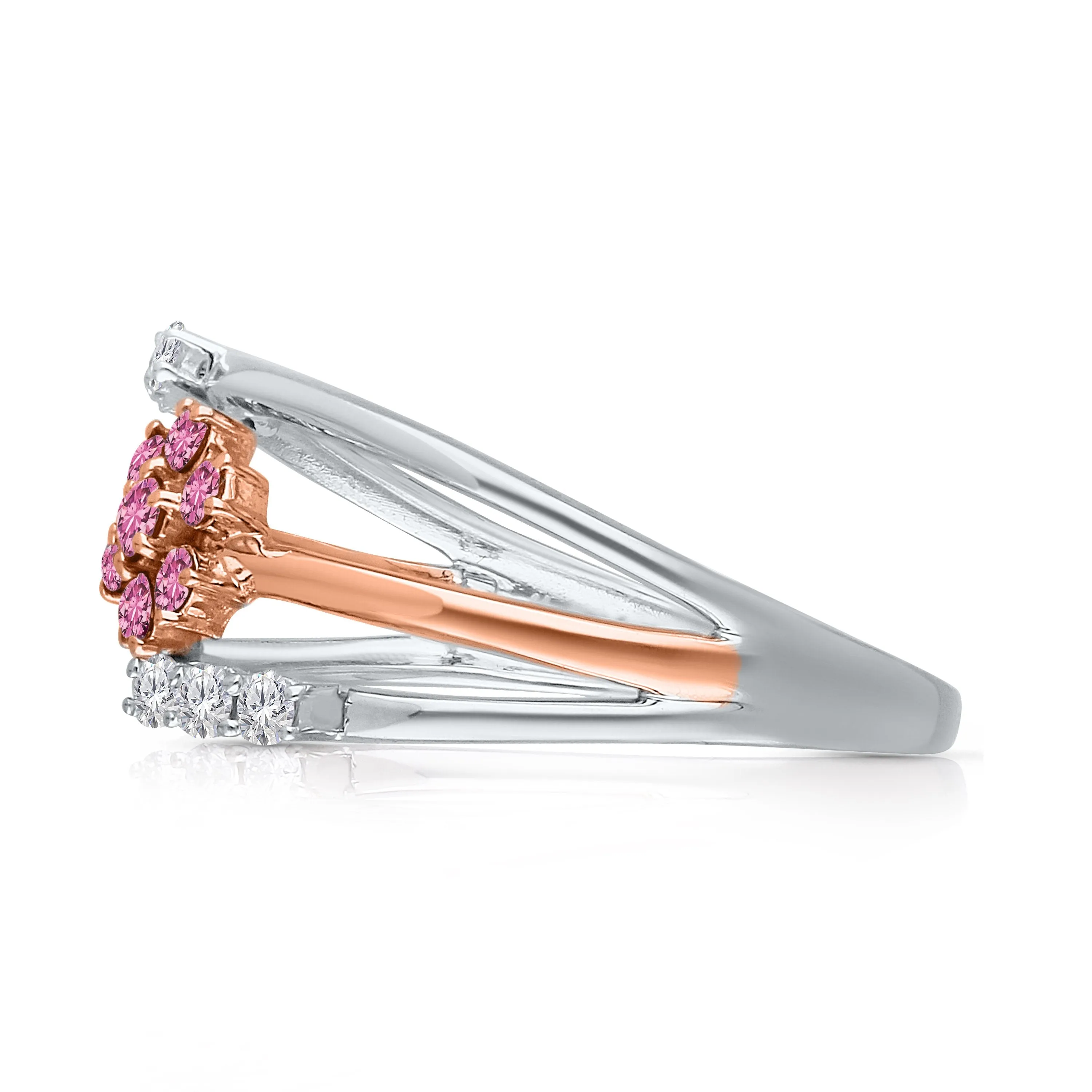 Kallati Heirloom Pink Sapphire & White Diamond Ring in 14K Two-Tone Gold