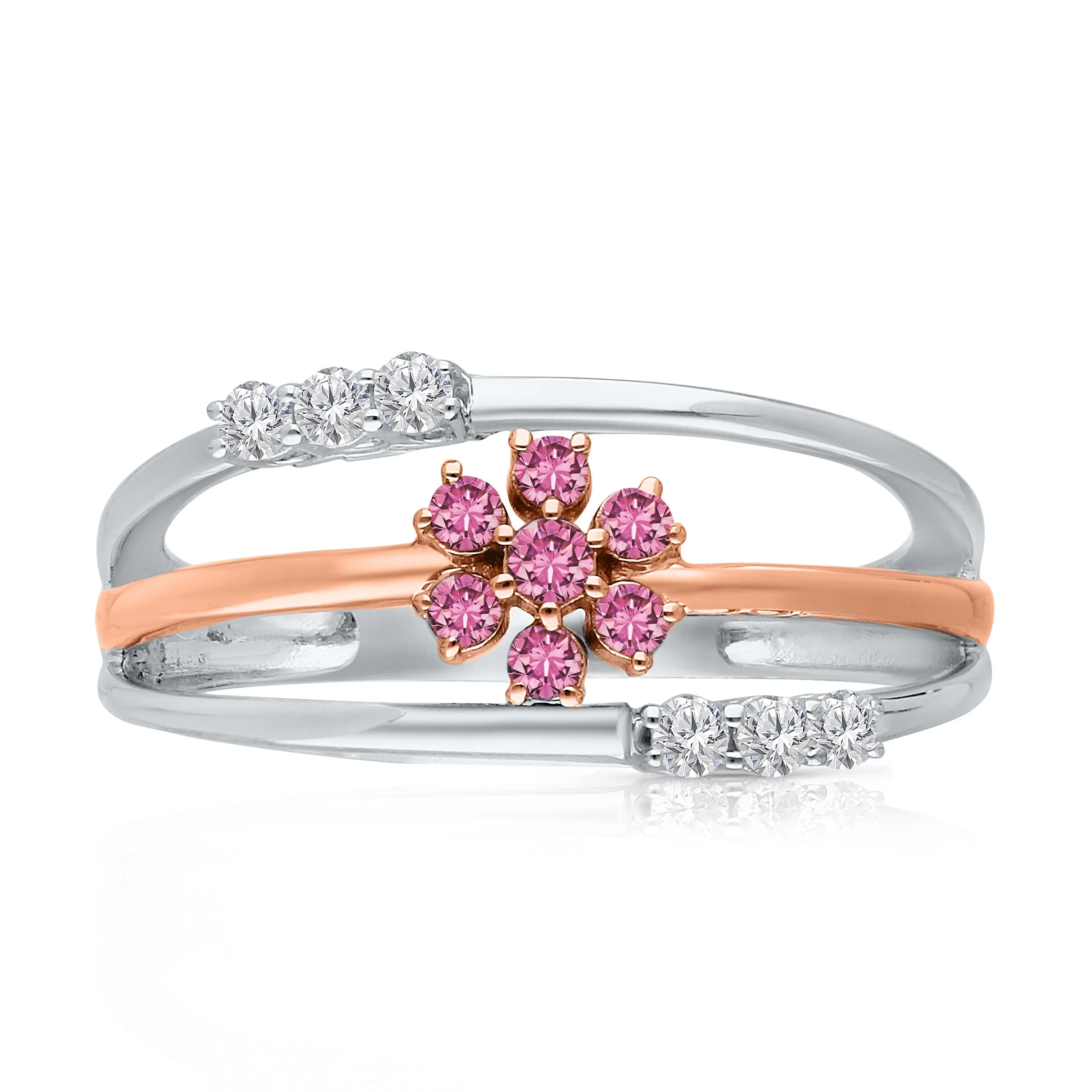 Kallati Heirloom Pink Sapphire & White Diamond Ring in 14K Two-Tone Gold