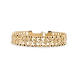 Ladies 14K Yellow Gold Heart Link Bracelet