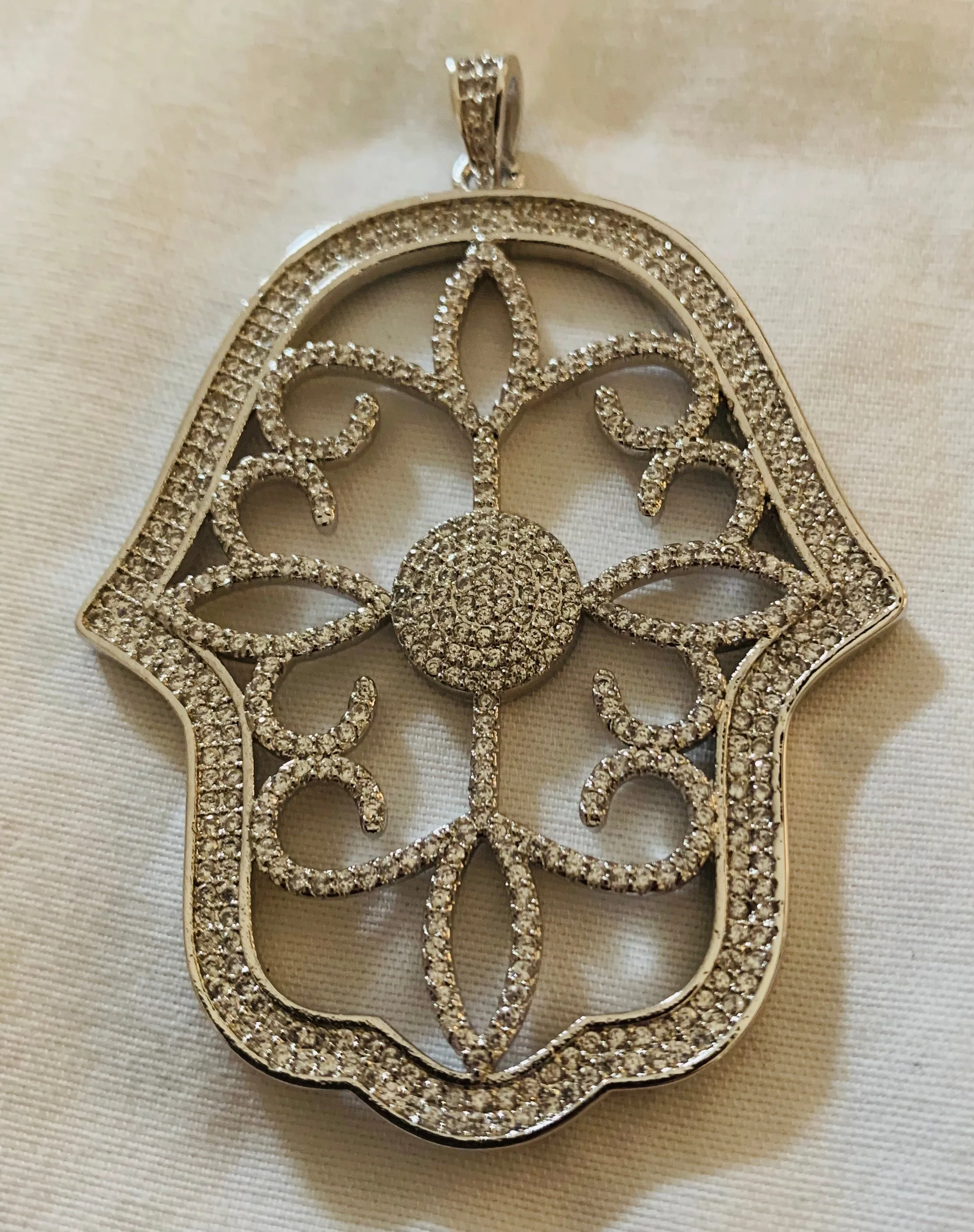 Large CZ Open Design Hamsa Charm