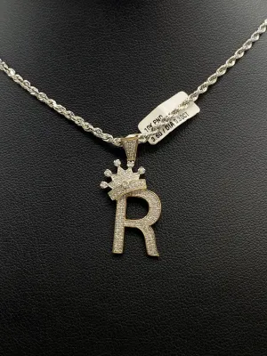 Letter R Pendant 10K Yellow Gold With Diamond / 3.6gr